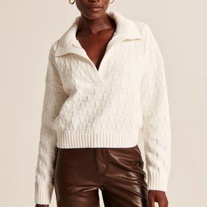 Abercrombie u0026 Fitch | Sweaters | Abercrombie Fitch Womens White  Checkerboard Stitch Notchneck Sweater | Poshmark